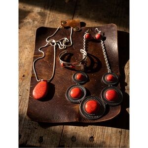 Paparazzi Red and Silver Necklace Set